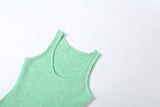 Mint Green Bodycon Maxi Dress with Fringe Hem