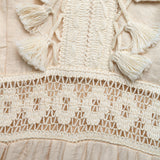 Beige Lace Trim Wide-Leg Jumpsuit