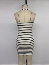 Striped Halter Neck Bodycon Mini Dress