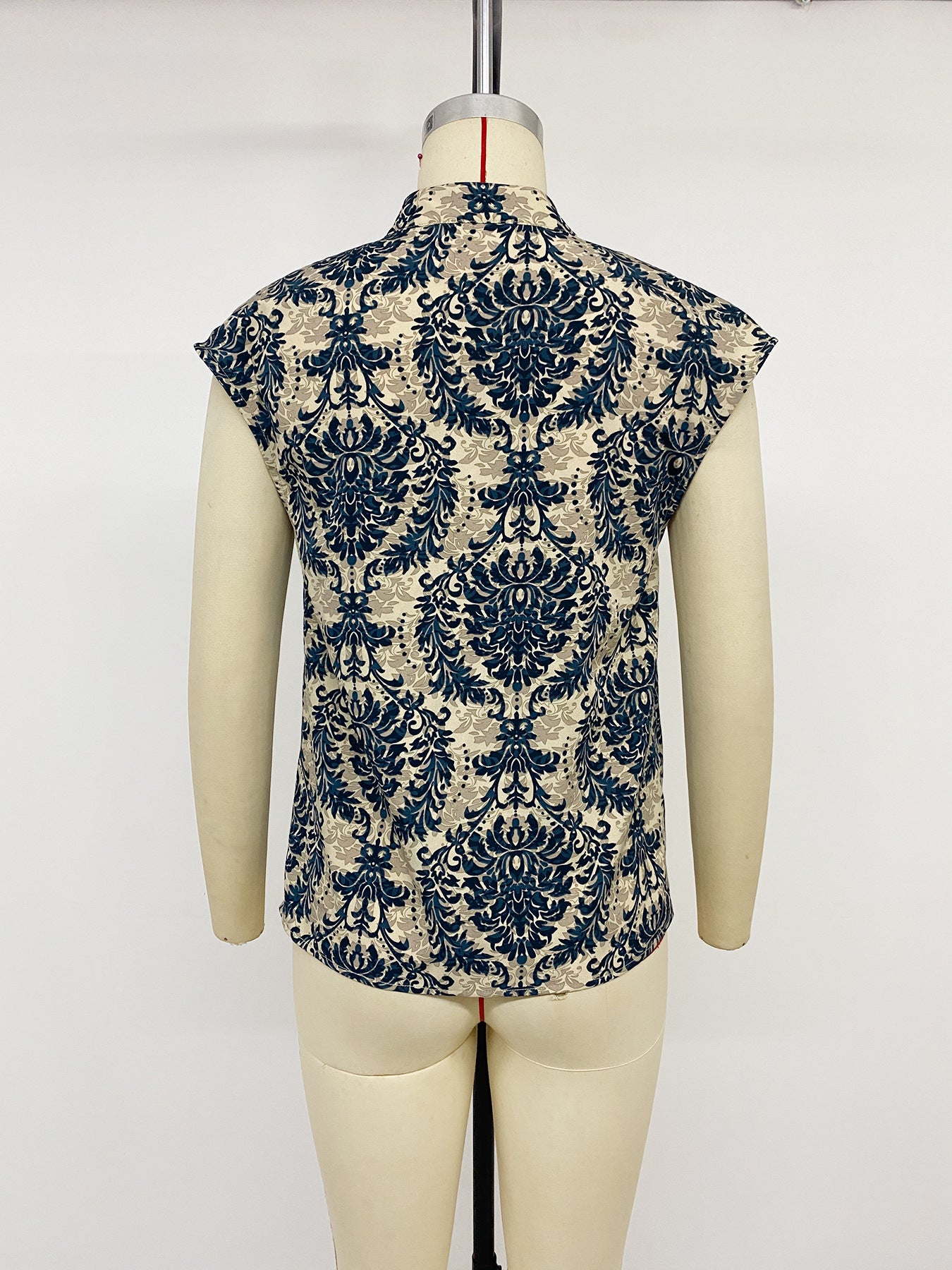 Printed Cap Sleeve V-Neck Top