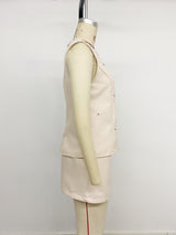Beige Embellished Sleeveless Top & Shorts Set