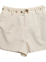 Beige Embellished Sleeveless Top & Shorts Set
