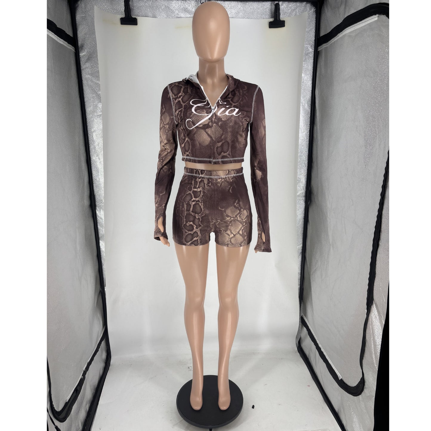 Black Polka Dot Zip-Up Romper Set