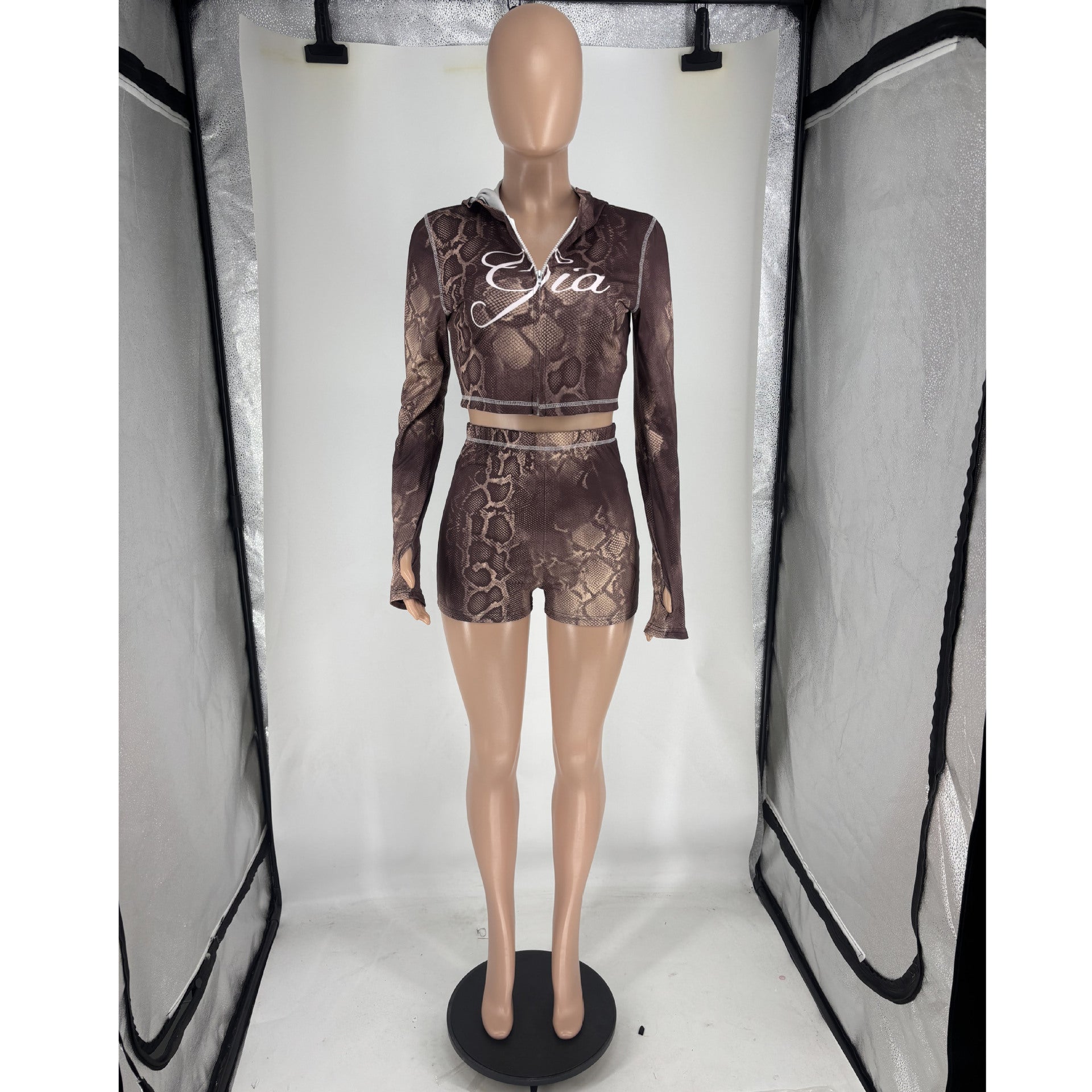 Black Polka Dot Zip-Up Romper Set