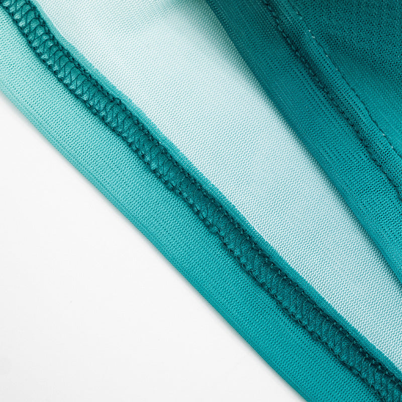 Teal Sheer Drape Neck Cover-Up Top