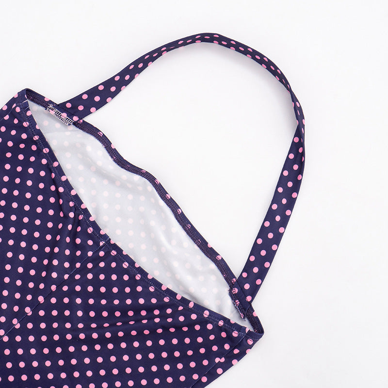 Navy Pink Polka Dot Halter Romper