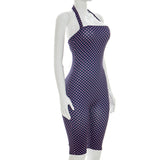 Navy Pink Polka Dot Halter Romper