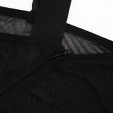 Black Sheer One-Shoulder Mesh Bodysuit