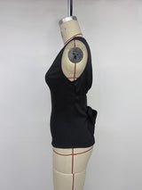 Black Sleeveless Square Neck Fitted Top