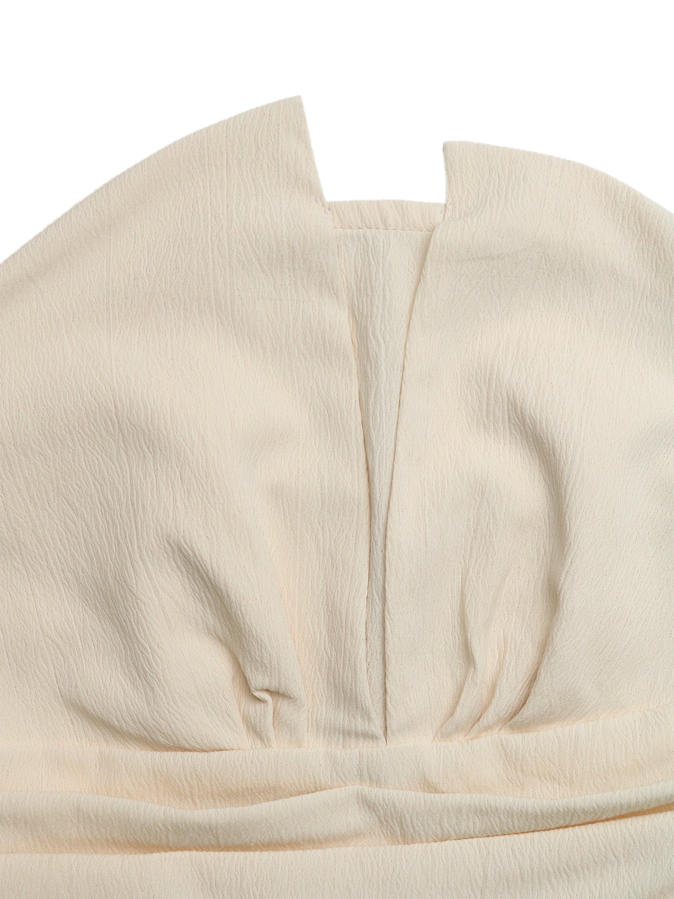 Beige Strapless Pleated Waist Romper