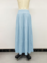 Blue Tiered Smocked Waist Maxi Skirt