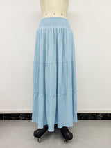 Blue Tiered Smocked Waist Maxi Skirt