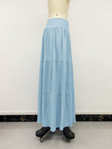 Blue Tiered Smocked Waist Maxi Skirt