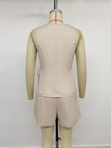Beige Wrap Style Sleeveless Playsuit