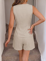 Beige Wrap Style Sleeveless Playsuit