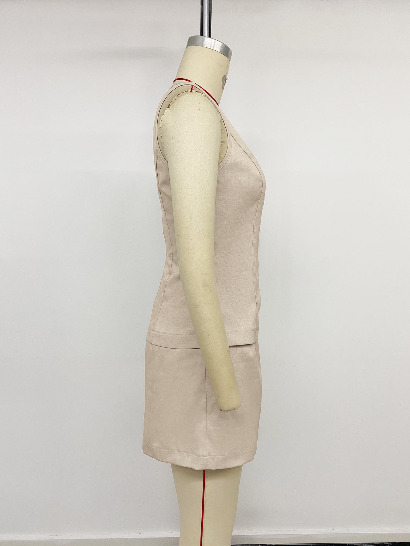 Beige Wrap Style Sleeveless Playsuit
