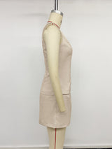 Beige Wrap Style Sleeveless Playsuit