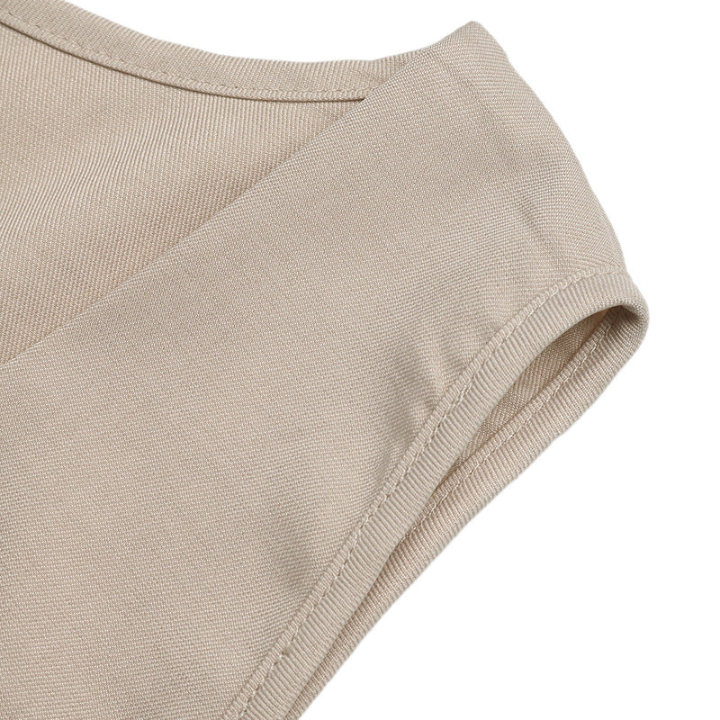 Beige Wrap Style Sleeveless Playsuit
