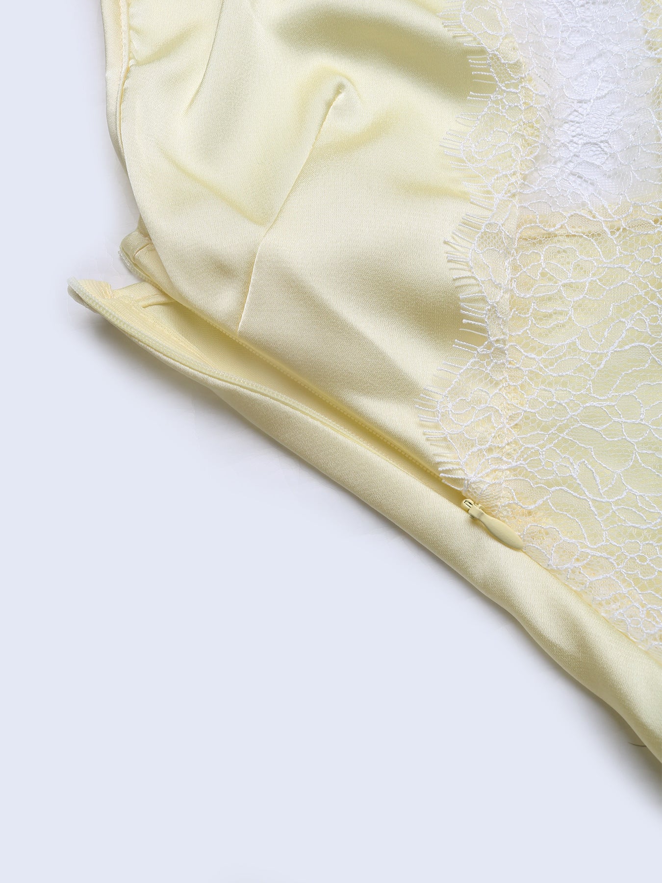 Yellow Lace Trim Slip Maxi Dress