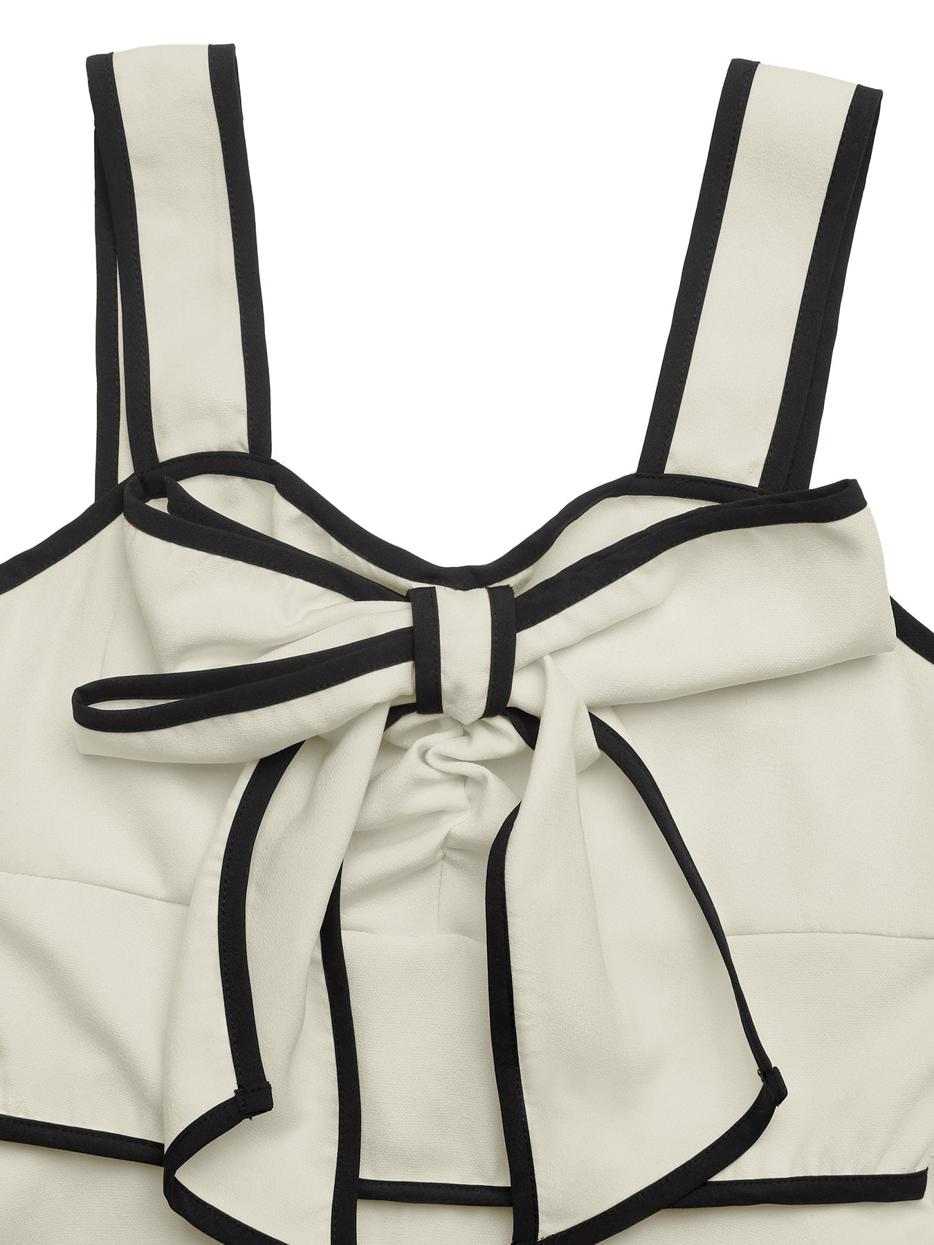 Cream Bow Detail Contrast Strap Midi Dress
