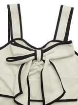 Cream Bow Detail Contrast Strap Midi Dress
