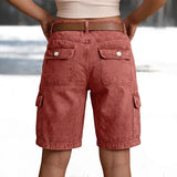 Rust Cargo Pocket Casual Denim Shorts