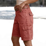 Rust Cargo Pocket Casual Denim Shorts