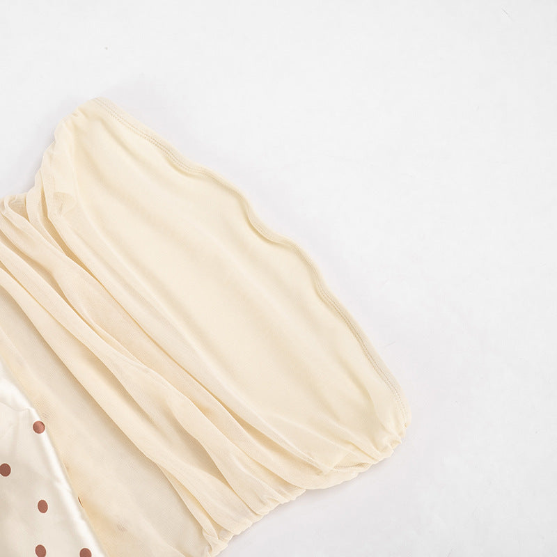 Ruched Strapless Polka Dot Mini Dress