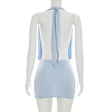 Draped Neck Bodycon Mini Dress