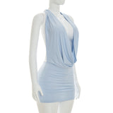 Draped Neck Bodycon Mini Dress