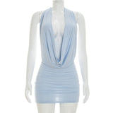 Draped Neck Bodycon Mini Dress