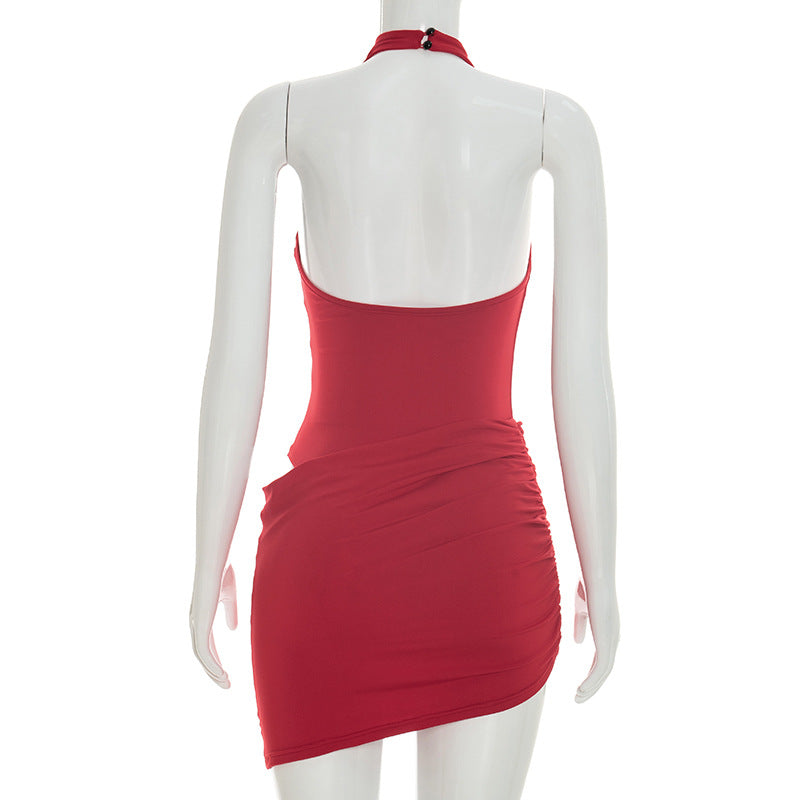 Scarlet Cutout Draped Mini Dress
