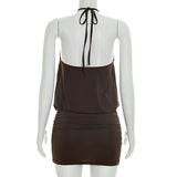 Halter Ruched Mini Dress