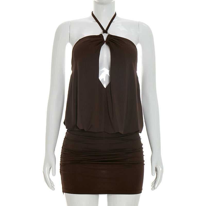 Halter Ruched Mini Dress