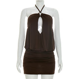 Halter Ruched Mini Dress