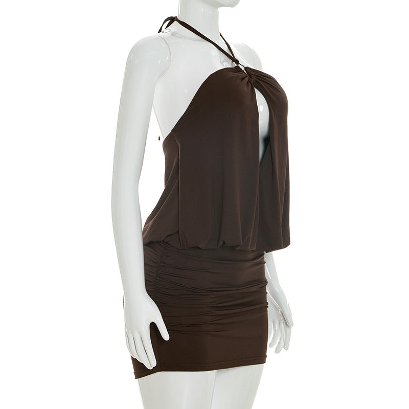 Halter Ruched Mini Dress