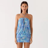Halter Ruched Mini Dress