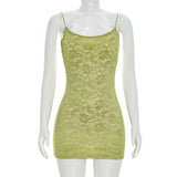 Lime Green Lace Open Back Bodycon Mini Dress