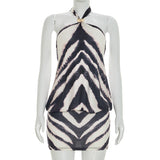 Black & White Zebra Print Halter Mini Dress