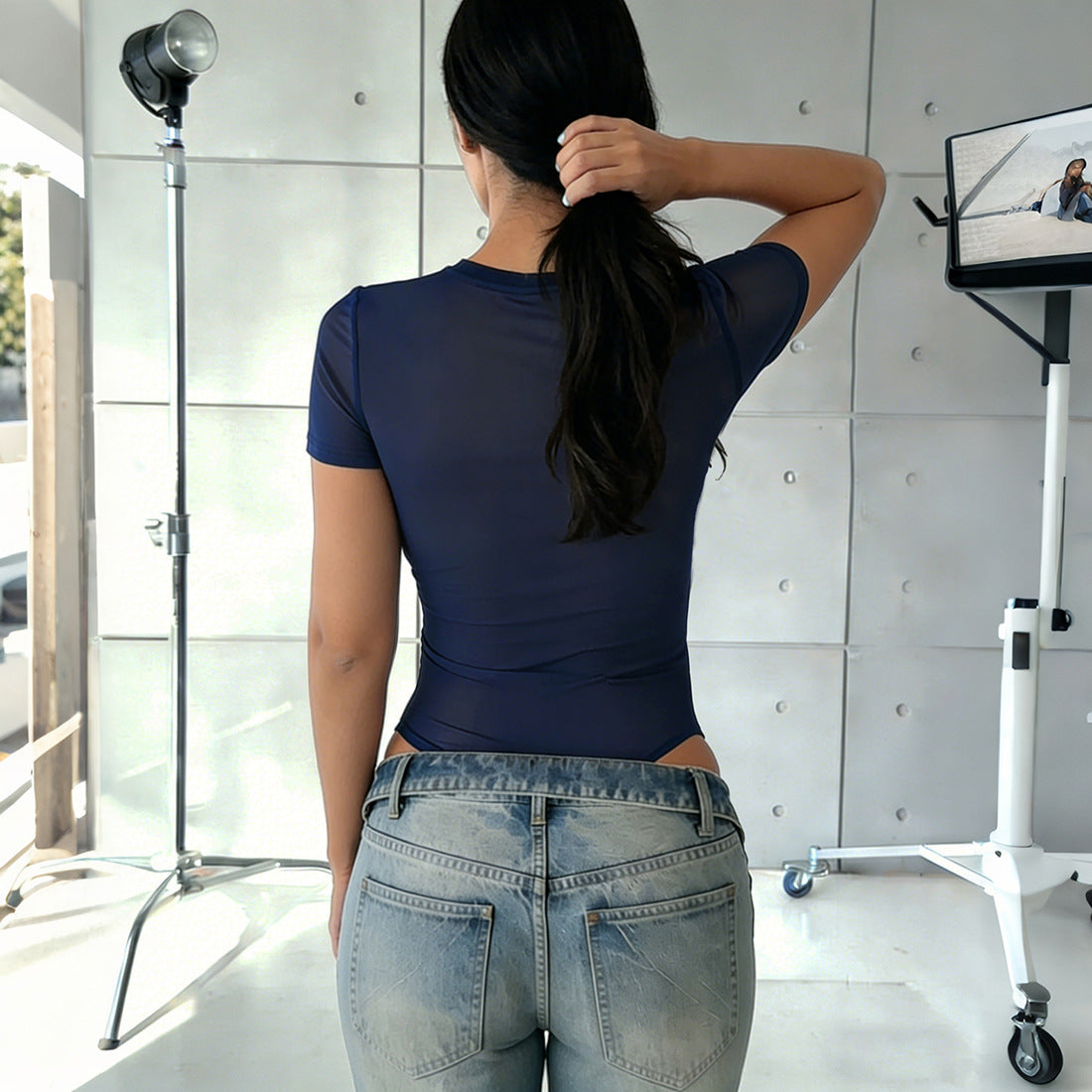 Mesh Star Patch Bodysuit