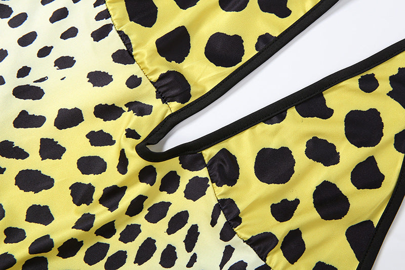 Leopard Print Halter Flare Jumpsuit