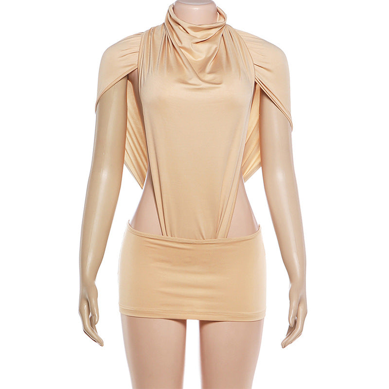 Backless Draped Mini Dress