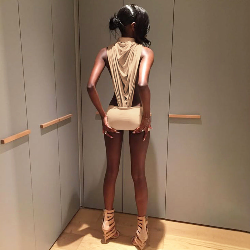 Backless Draped Mini Dress