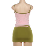 Contrast Trim Skirt Set