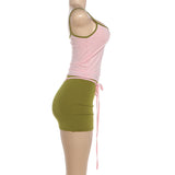 Contrast Trim Skirt Set