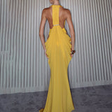 Draped Halter Maxi Dress