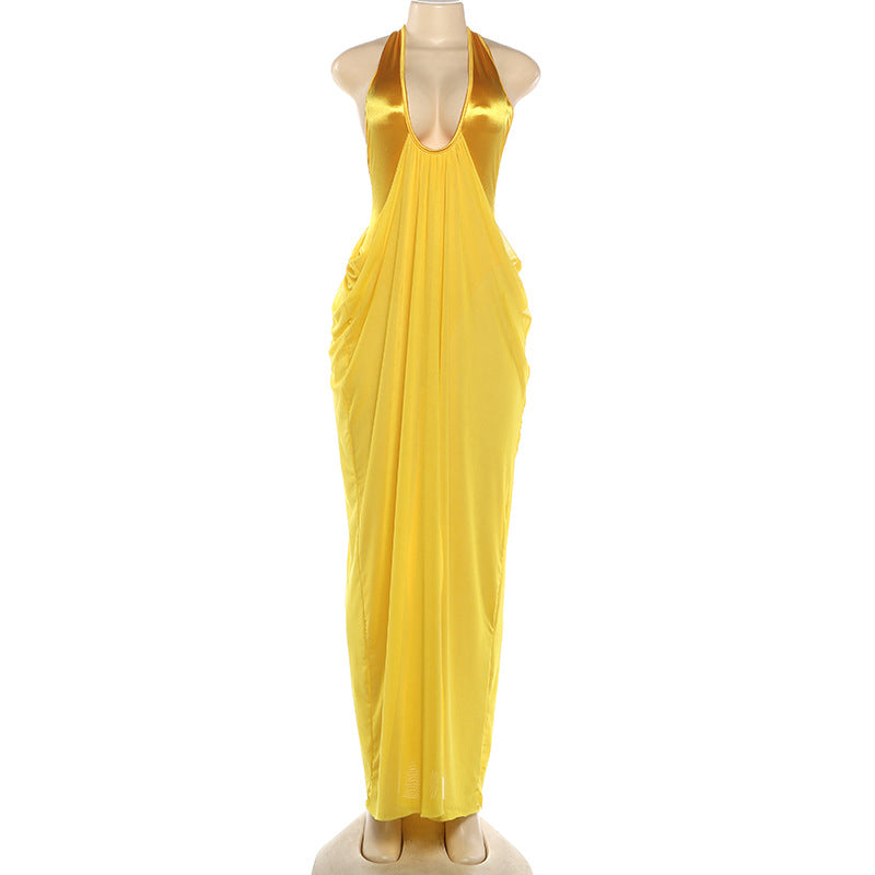 Draped Halter Maxi Dress