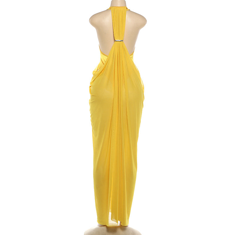 Draped Halter Maxi Dress