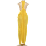 Draped Halter Maxi Dress
