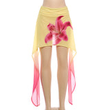 Floral Mesh Cover Up Skirt